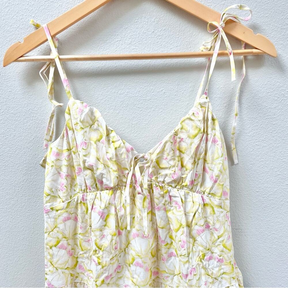 ASTR the Label Tie Strap Tiered Maxi Dress Pink Green Floral, Women's Small $128 - Picture 9 of 15